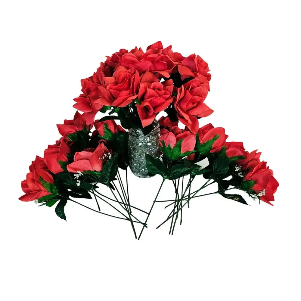 Red Silk Artificial Rose Flowers Stems Wedding Craft 3